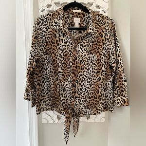 Chico's BUNDLE Animal Leopard Print Blouse Tops Sz 1 Business Casual Work Wear